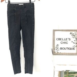 Free People We The Free Pull-On High Rise Skinny Jeans/Jeggings in Black Sz 25